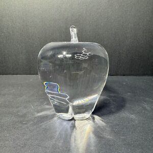 Steuben Glass Apple Paperweight Signed Crystal 4" Vintage 1940 Angus McDougall